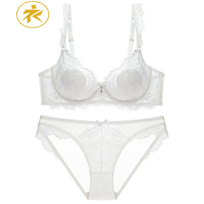 Ideamini大胸显小罩杯超薄文胸性感惑蕾丝大码胸罩无海绵薄款内衣套装女文胸套装