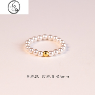 JiMi施家小珍珠戒指女小众设计素圈指环法式复古戒子小珠极细尾戒简约
