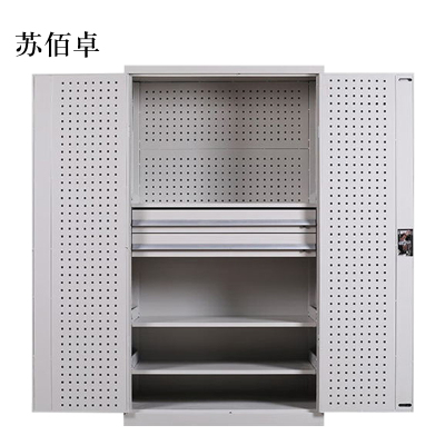 苏佰卓工具柜加厚铁皮储物柜工厂车间用带抽屉汽修多功能收纳柜通门内二抽柜灰白色