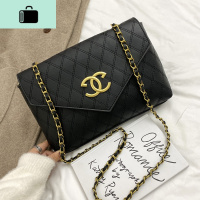 链条小方包2020潮流时尚绣线菱各信封包单肩女包简约百搭斜挎包包NEW LAKE 经典黑女斜挎包