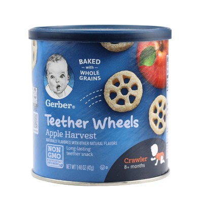 品牌授权-美国进口嘉宝（Gerber）苹果奶油车轮饼干宝宝辅食婴幼儿童饼干42g8个月以上盒装