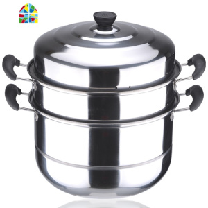 蒸锅不锈钢3层 加厚蒸锅 二层2层电磁炉汤锅 煤气炉锅具 FENGHOU 28cm加厚:买一送六