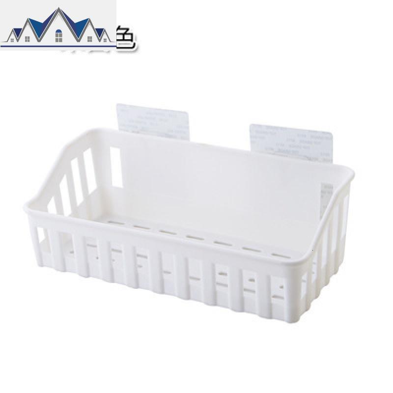 创意家居壁挂粘贴塑料篮子式墙壁收纳盒厨房免打孔储物筐置物浴室 三维工匠