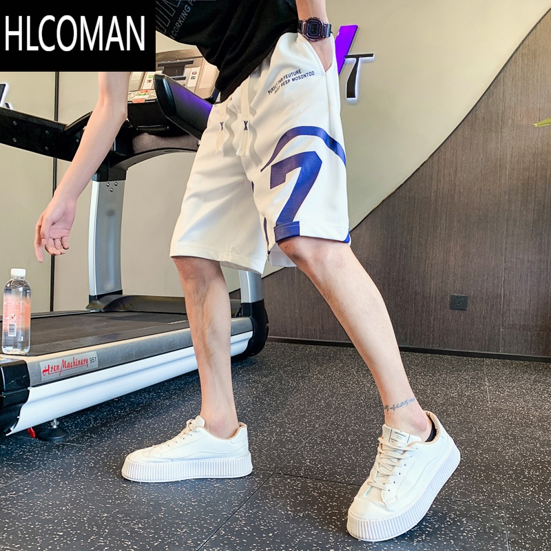 HLCOMAN潮牌2024夏天短裤男新款宽松百搭韩版夏季白色休闲五分运动裤子男