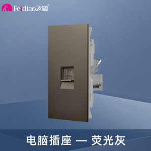 飞雕(FEIDIAO)118型开关插座面板 功能键模块件自由组合搭配 格调118荧光灰一位电脑插座功能键