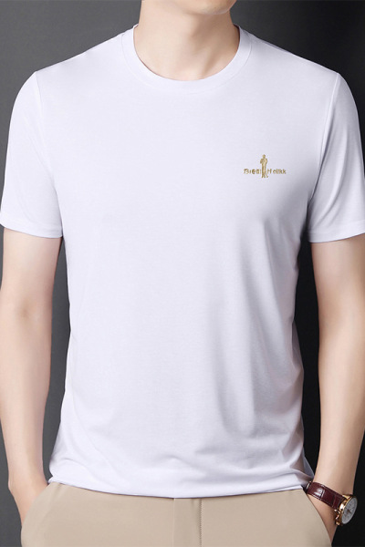 夏装中青年人男士短袖T恤夏季休闲圆领中年透气短袖T恤衫