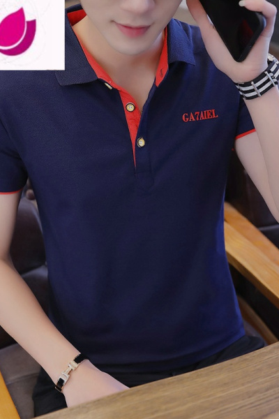 七斓夏季Polo衫短袖t恤男士翻领韩版半袖夏装上衣男装潮牌工装衣服薄