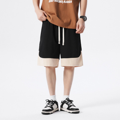 夏季新款学生直筒冰丝抽绳五分裤潮流短裤男士百搭休闲运动短裤男