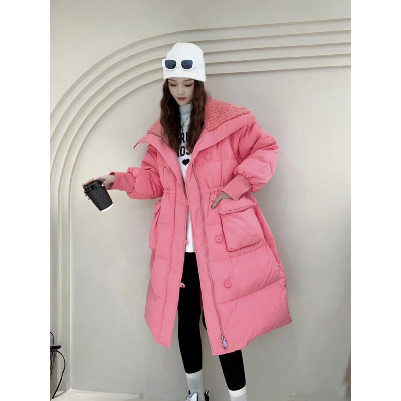棉服女冬季中长款韩版时尚设计感棉衣过膝长款大翻领棉袄复古外套_339