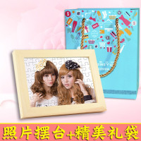 三维工匠手工自制diy定制作照片的生日送男友女朋友情侣定做创意相册 三 [刻字定制款]定做照片+原木色实木相框+礼品袋