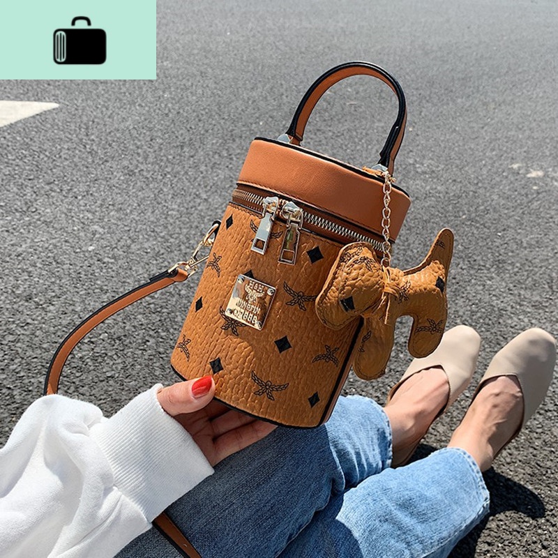 洋气女包小包包2020新款韩版印花单肩斜挎包百搭小圆筒潮小水桶包NEW LAKE女士单肩包