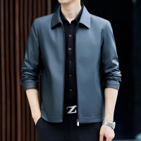 春秋款宽松真皮皮衣外套男中年男装商务休闲翻领爸爸绵羊皮皮夹克春秋新款中年绵羊皮真皮皮衣男商务加绒