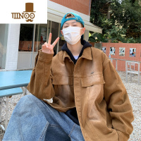 YANXU日系复古牛仔外套男美式潮牌港风宽松oversize休闲翻领装夹克