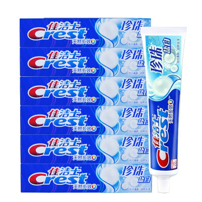 佳洁士（CREST）盐白牙膏清凉薄荷香型自然洁白倍感清新90g珍珠盐白6支