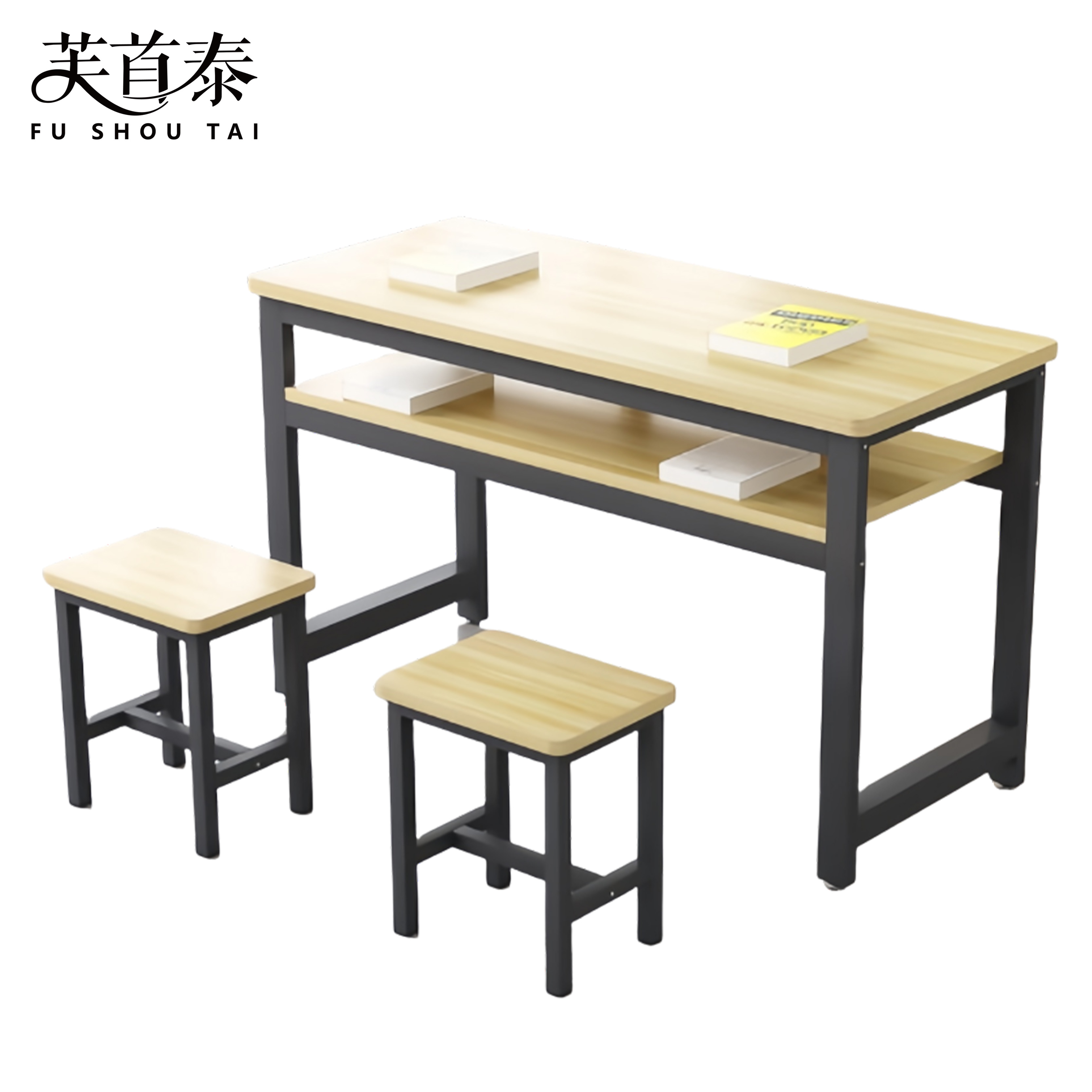 芙首泰双层学习桌1200*400*800mm(1桌2凳)套