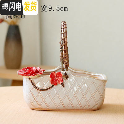 三维工匠韩式简约创意手工手绘捏花多肉花盆陶瓷花盆大小花盆 银色款27捏花 中花盆容器