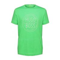 HUGO BOSS绿色圆领短袖纯棉徽标细节男装T恤