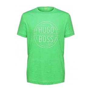 HUGO BOSS绿色圆领短袖纯棉徽标细节男装T恤