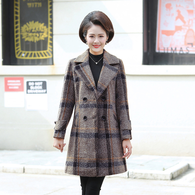 七斓妈妈装装毛呢外套洋气时尚40岁50中老年女装加棉呢子大衣新款毛呢外套
