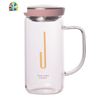 玻璃杯便携水杯女带盖透明办公室杯子带把家用ins风简约过滤茶杯 FENGHOU