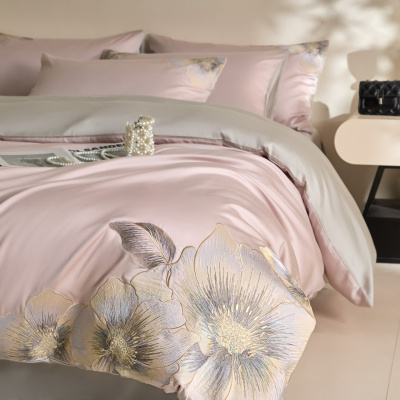 新疆长绒棉床上四件套纯棉新款感刺绣床单被罩三件套