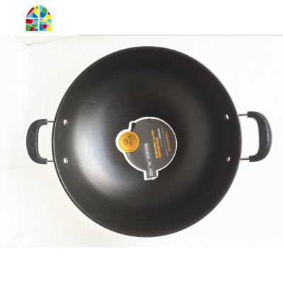 无涂层真不锈炒锅精锅家用圆底燃气灶专用双耳大锅炒菜锅 FENGHOU 43cm配钢盖(送铲)