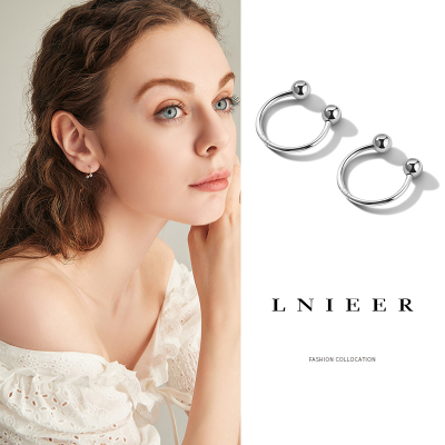 防掉925纯银u形耳钉女养耳洞耳骨钉螺丝拧扣个性小巧耳环耳圈耳饰送女朋友老婆情人节七夕生日礼物