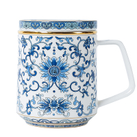 Gao Chun Ceramics高淳陶瓷中式家用茶杯青花珐琅彩水杯带盖茶杯礼盒装