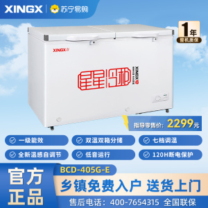 星星(XINGX) 505升 微霜商用卧式冰柜 左冷冻右冷藏卧式冰箱 顶开门双温双箱减霜80%冷柜BCD-505G-E