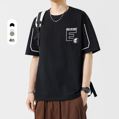 夏季新款男士韩版字母印花圆领短袖T恤男潮网红同款痞帅百搭上衣t