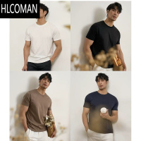 HLCOMAN雅 夏季男士净版圆领冰丝短袖T恤