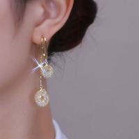 925银针镶钻金属镂空圆圈耳钉轻奢高级感冷淡风时尚百搭精致耳环送女朋友老婆情人节七夕生日礼物