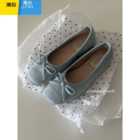 聚范甜桃星球法式软底蓝色芭蕾鞋女夏季2024新款复古平底浅口晚风单鞋