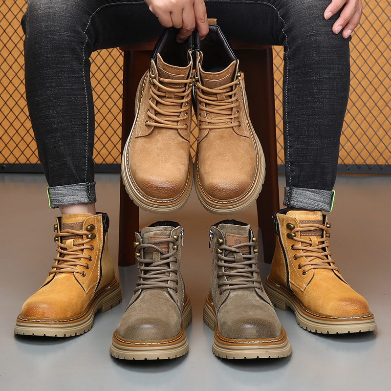马丁靴男真皮冬季加绒保暖工装靴男士厚底防滑经典潮流大靴