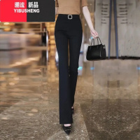 YIBUSHENG微喇裤女2024春秋款弹力高腰直筒修身休闲裤百搭显瘦喇叭裤女裤