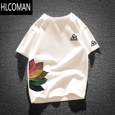 HLCOMAN法式短袖t恤男士2025新款美式休闲高街潮牌印花半袖上衣