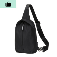 斜挎包男士潮牌ins超火包包小背包单肩包2019新款时尚学生胸包NEW LAKE 炫酷黑男士单肩包