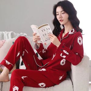 浪莎睡衣女春秋冬季纯棉长袖2025新款甜美开衫全棉家居服套装