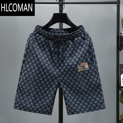HLCOMAN夏季短裤男五分裤薄款冰丝速干休闲裤子精小伙潮牌运动刺绣中裤