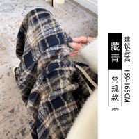 格子阔腿裤女春秋季新款高腰垂感直筒休闲小个子加绒加厚毛呢