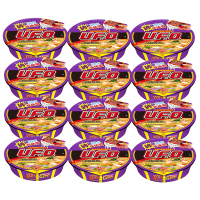 日清(NISSIN) UFO飞碟炒面铁板色拉鱿鱼风味 123g/碗 12碗装 速食 拌面 整箱 捞面 干拌面 方便面