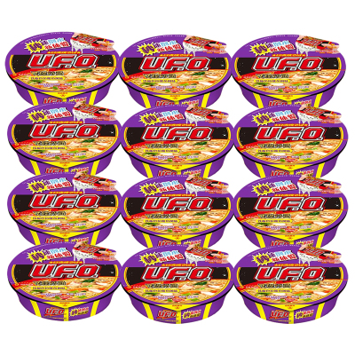 日清(NISSIN) UFO飞碟炒面铁板色拉鱿鱼风味 123g/碗 12碗装 速食 拌面 整箱 捞面 干拌面 方便面