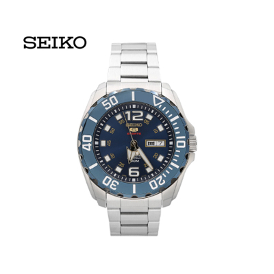精工（SEIKO）SEIKO5原装进口自动机械表男商务防水户外夜光双历功能计时男表蓝盘钢带SRPB37J1
