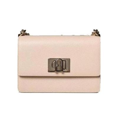 FURLA女士牛皮迷你旋扣单肩包金色链条翻盖便携斜挎小包日常百搭