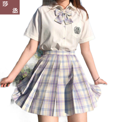 日系学生制服格裙制服女学生校服刺绣衬衫制服学生学院风莎丞