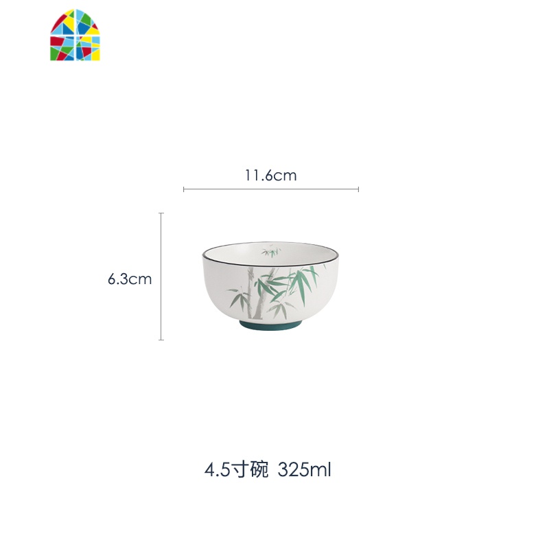 网红轻奢国潮水墨风新中式餐具 碗碟套装家用 装饰饭汤碗菜盘子勺 FENGHOU 套三调味罐(致尚竹林风)