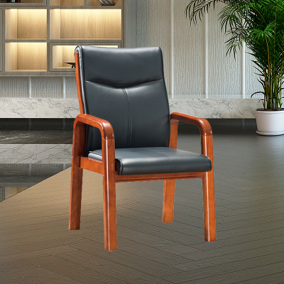 优百丽 SH-356 橡胶木椅 办公家具 办公椅 皮艺老板椅 实木四脚椅 电脑椅会议椅 皮料色彩可定制