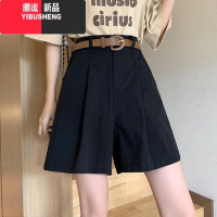 YIBUSHENG卡其色休闲五分裤女2024季薄款阔腿西装短裤小个子高腰a字中裤