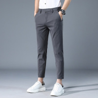 夏季男士九分西裤修身小脚冰丝薄款商务休闲裤垂感通勤长裤子男