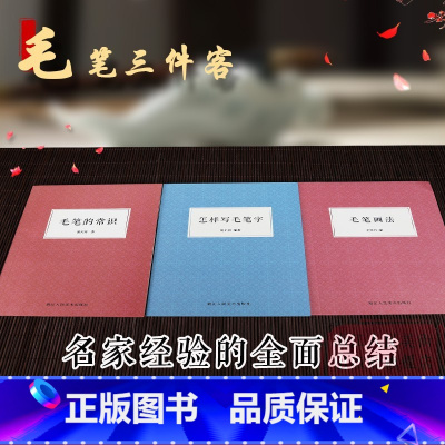 [正版]毛笔三件客 毛笔的常识+怎样写毛笔字+毛笔画法全套3册 毛笔书法基本知识和方法潘天寿 比较全面地认识毛笔功能入